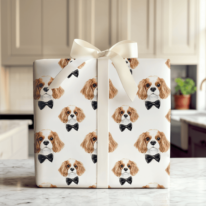 Black Tie with the Cavalier King Charles - Wrapping Paper - Aspen & Arlo