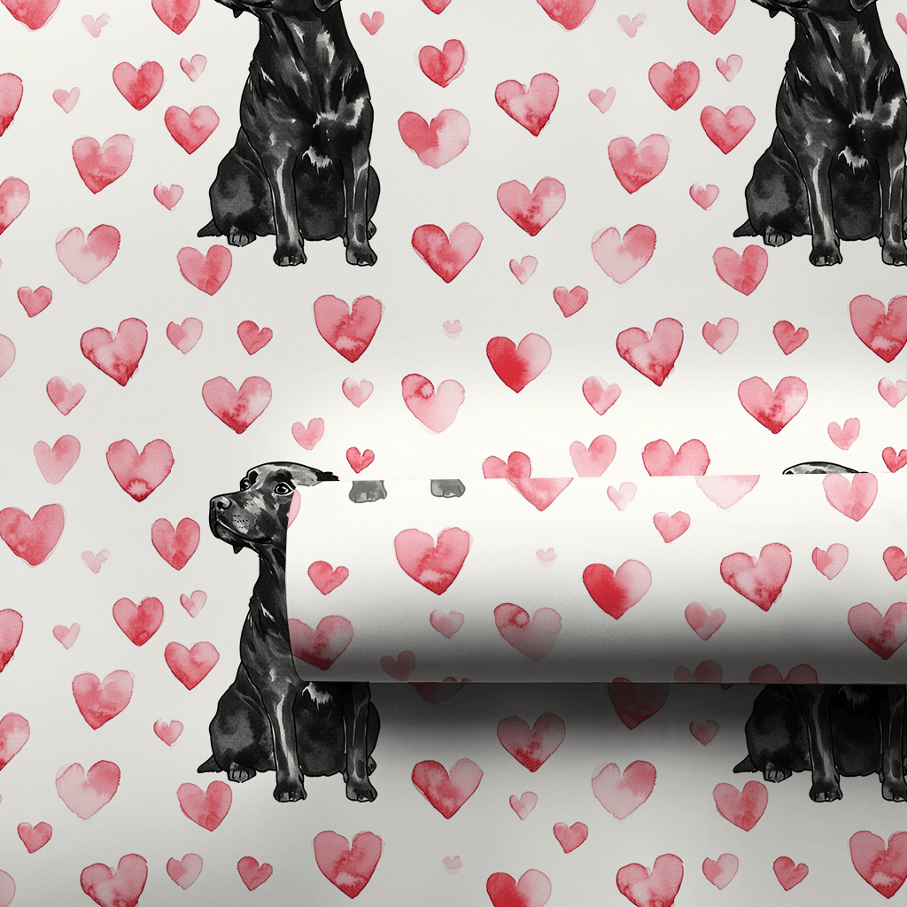 Black Lab Valentine - Wrapping Paper - Aspen & Arlo