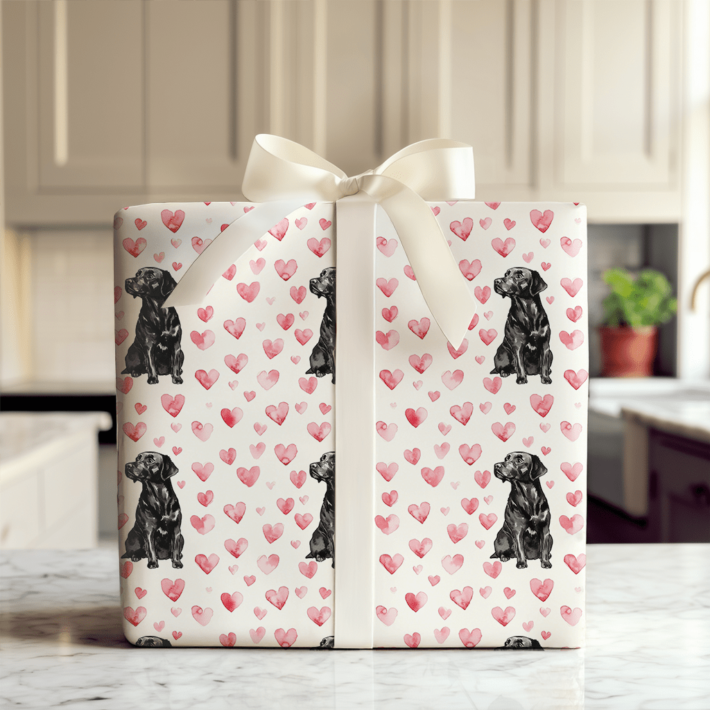 Black Lab Valentine - Wrapping Paper - Aspen & Arlo