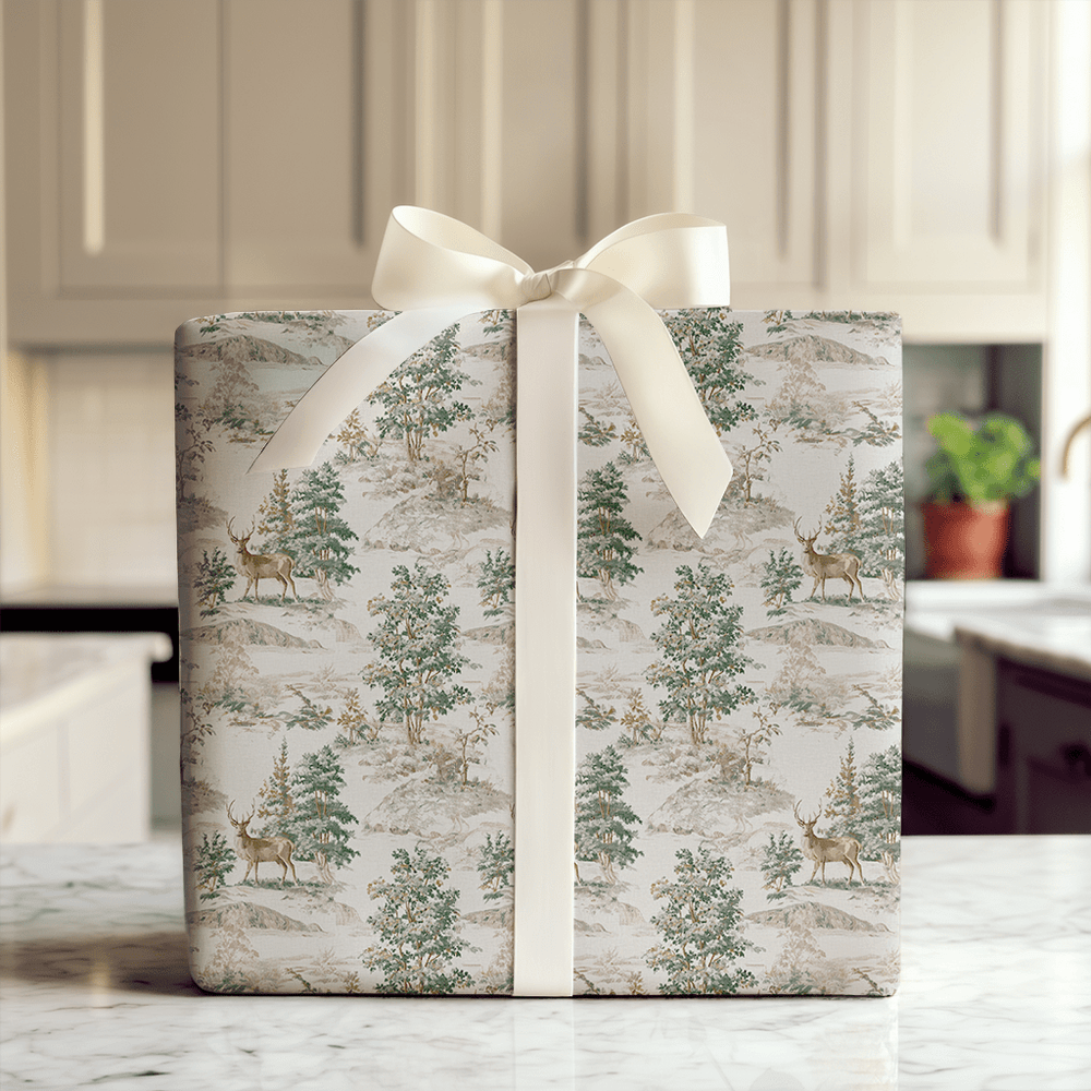 Woodland Stag Toile - Wrapping Paper - Aspen & Arlo