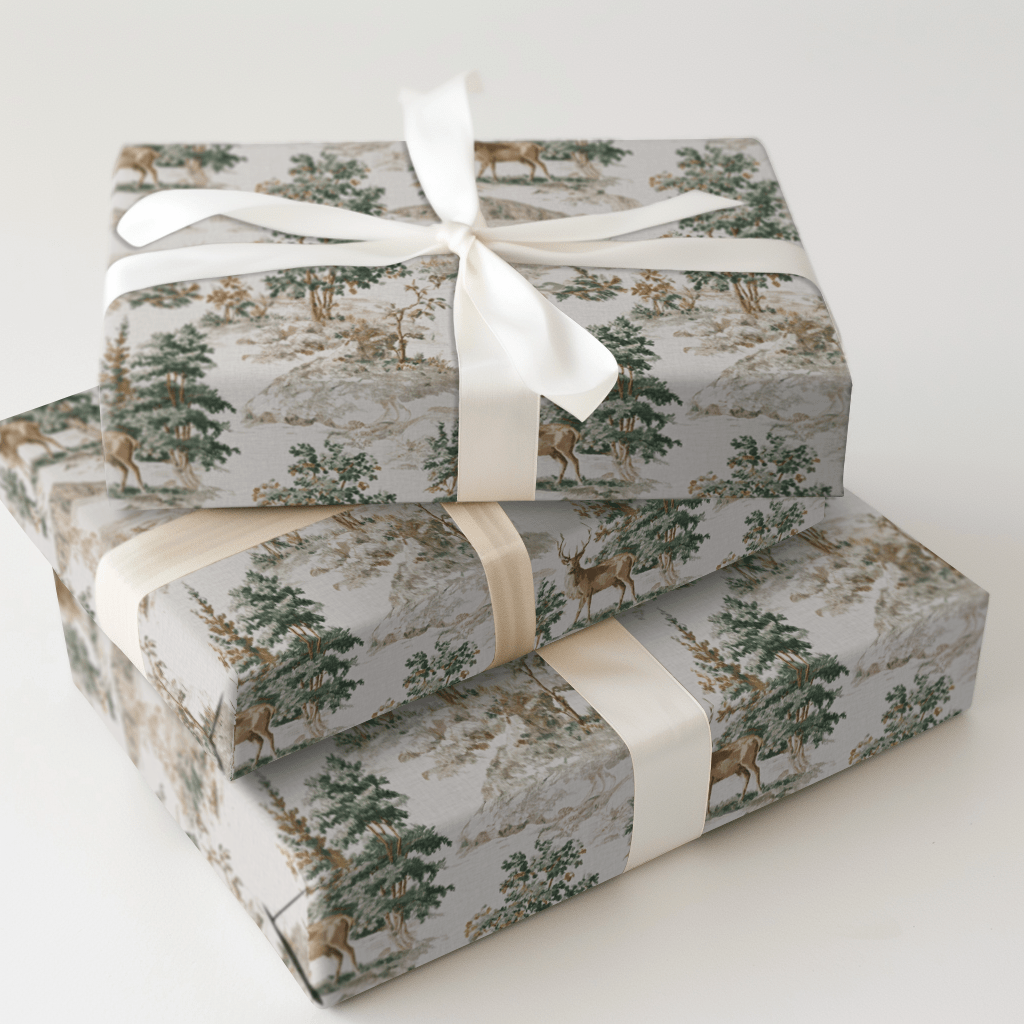 Woodland Stag Toile - Wrapping Paper - Aspen & Arlo