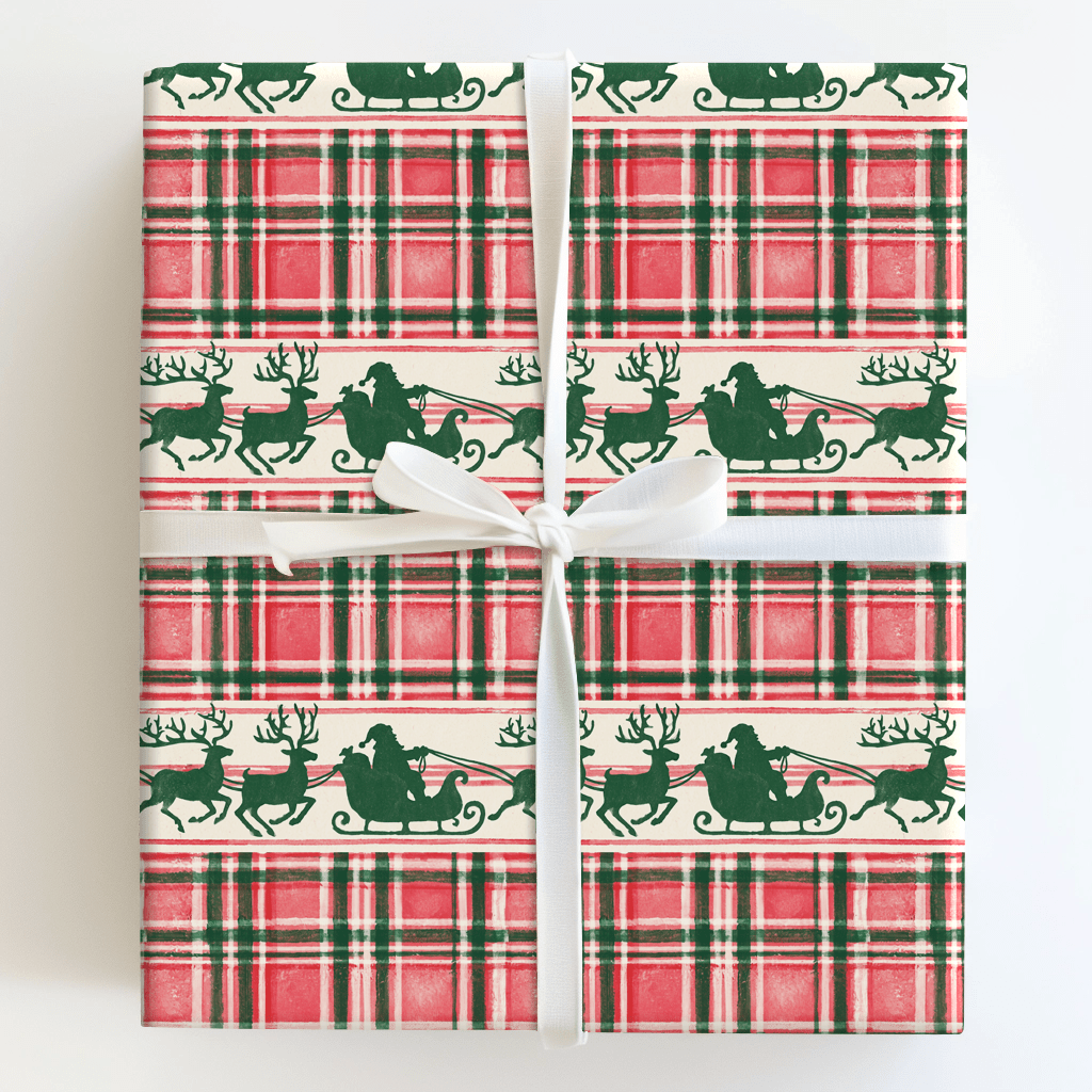Sleigh Bells Plaid - Wrapping Paper - Aspen & Arlo