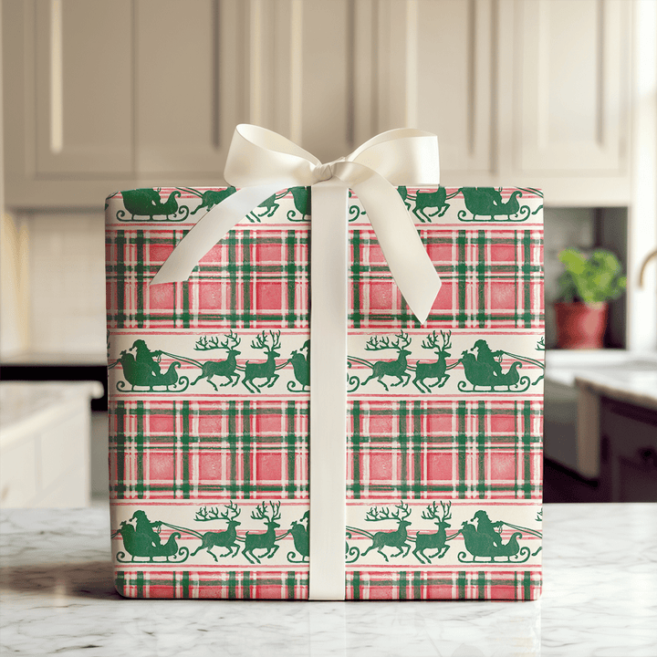 Sleigh Bells Plaid - Wrapping Paper - Aspen & Arlo