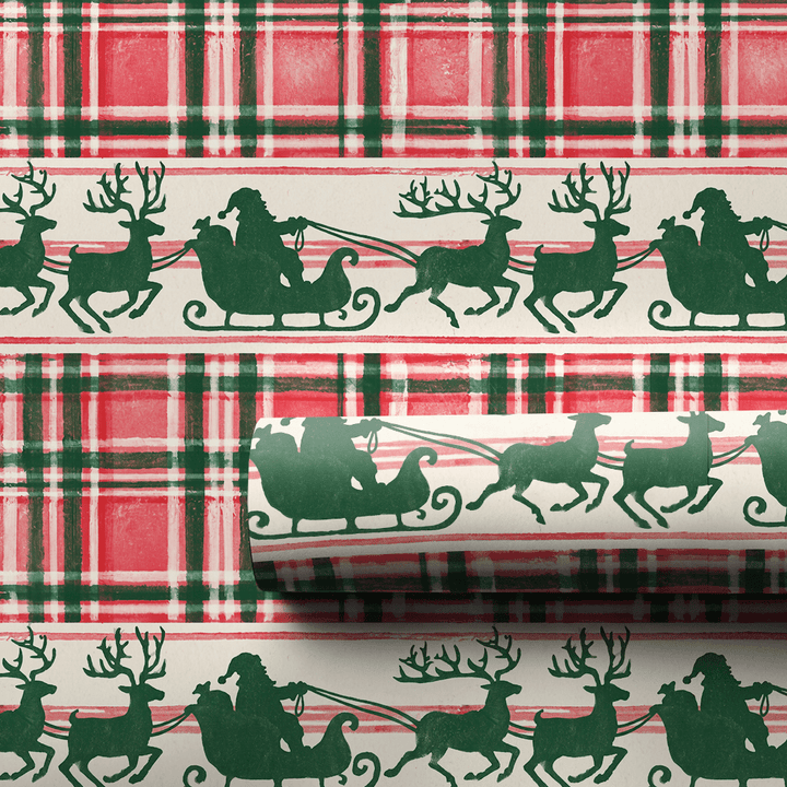 Sleigh Bells Plaid - Wrapping Paper - Aspen & Arlo