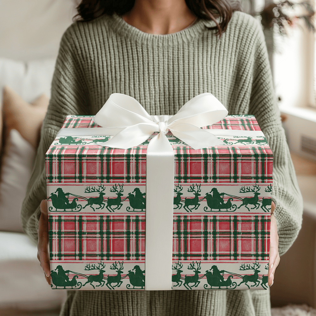 Sleigh Bells Plaid - Wrapping Paper - Aspen & Arlo