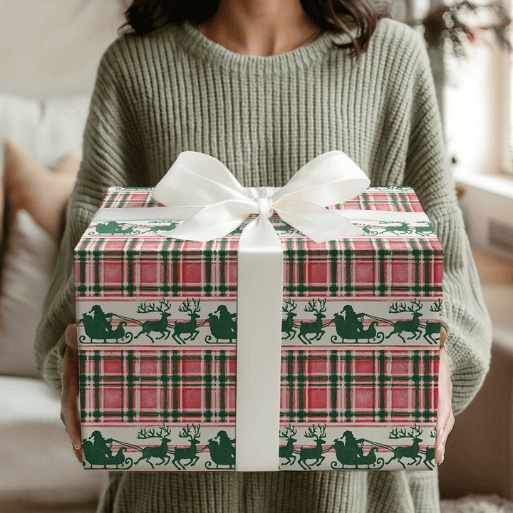 Sleigh Bells Plaid - Wrapping Paper - Aspen & Arlo