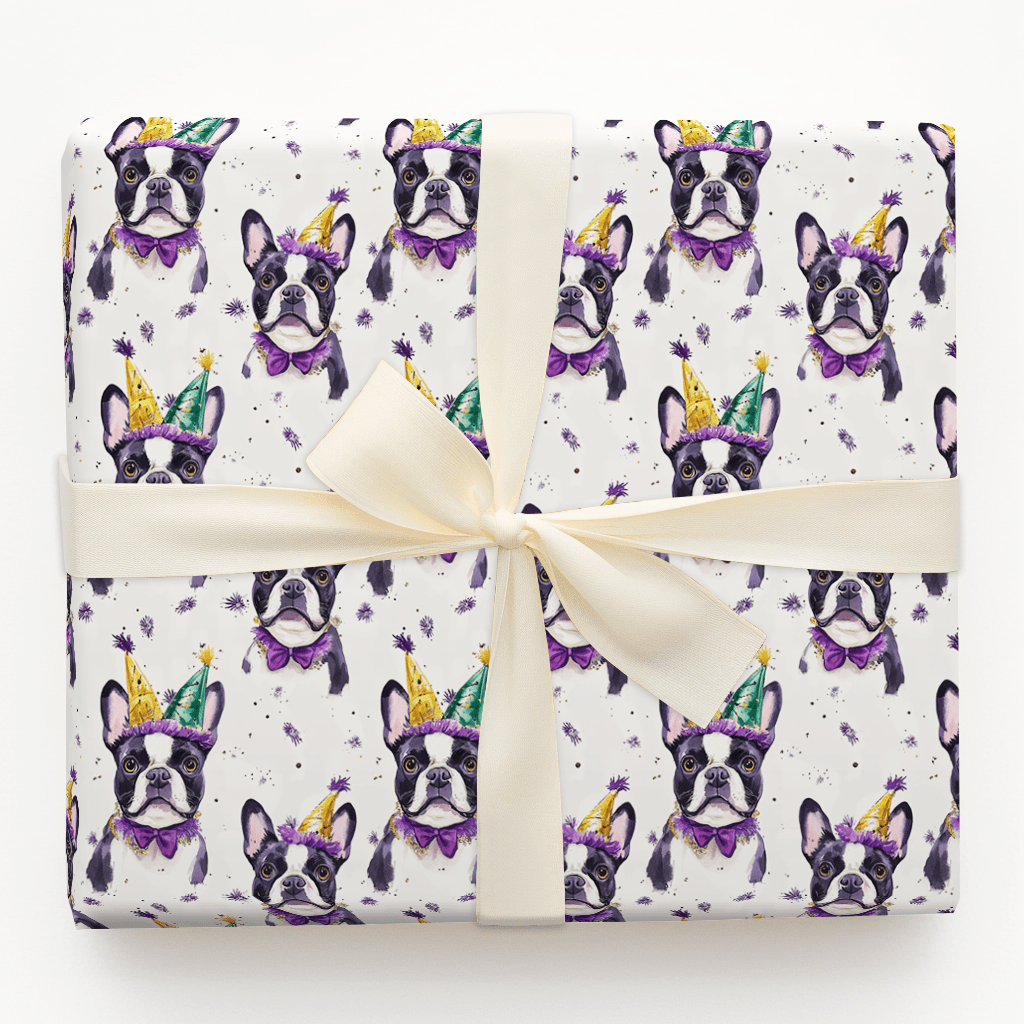 Mardi Gras Boston Terrier - Wrapping Paper - Aspen & Arlo