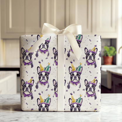 Mardi Gras Boston Terrier - Wrapping Paper - Aspen & Arlo