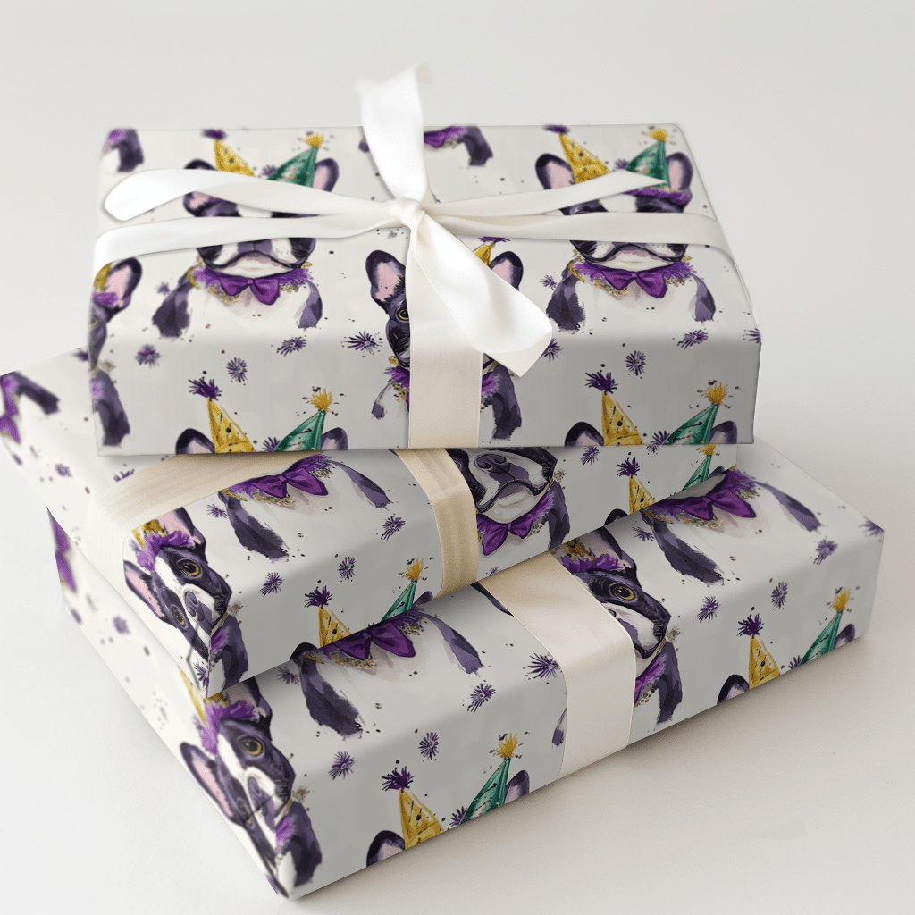 Mardi Gras Boston Terrier - Wrapping Paper - Aspen & Arlo