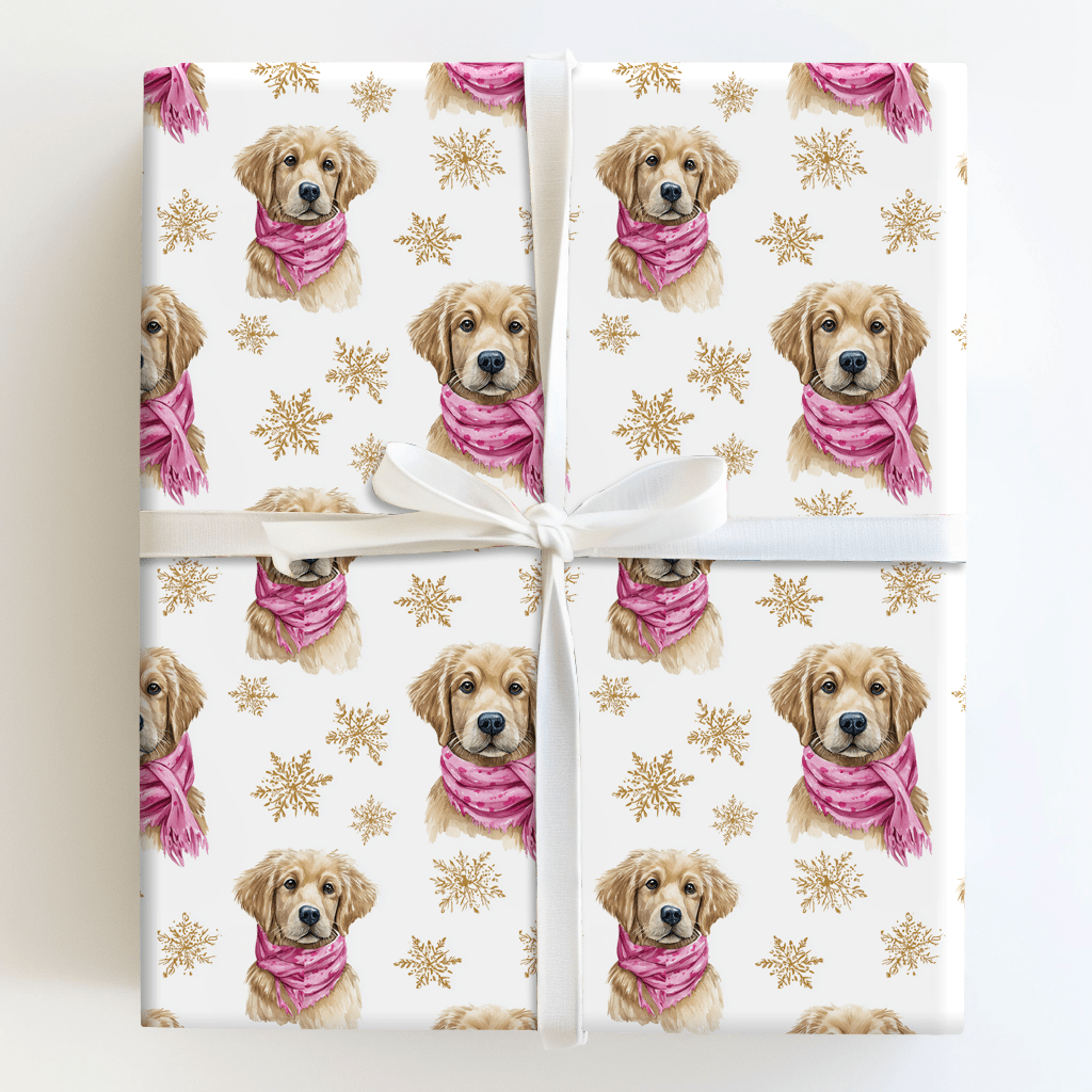 Pink and Gold Retriever - Wrapping Paper - Aspen & Arlo
