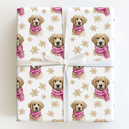 Pink and Gold Retriever - Wrapping Paper - Aspen & Arlo