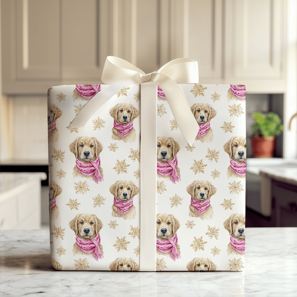 Pink and Gold Retriever - Wrapping Paper - Aspen & Arlo