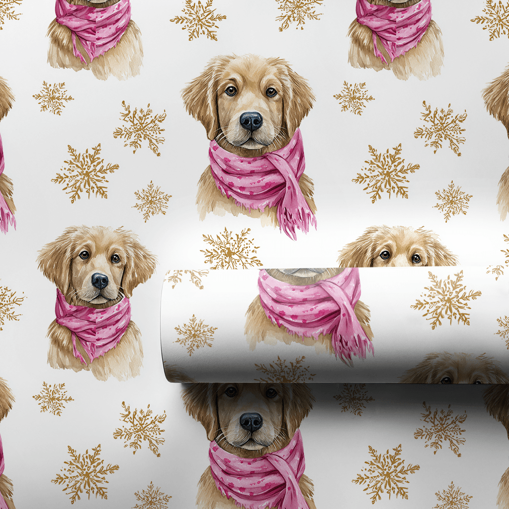 Pink and Gold Retriever - Wrapping Paper - Aspen & Arlo