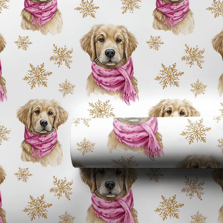 Pink and Gold Retriever - Wrapping Paper - Aspen & Arlo