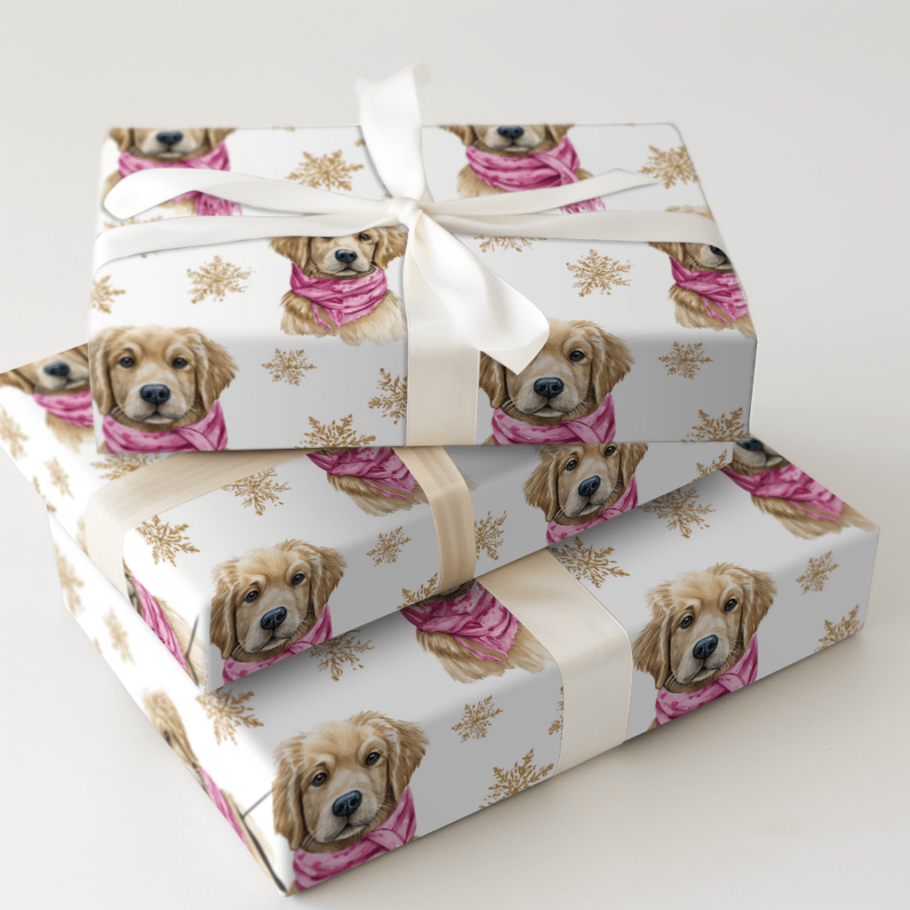 Pink and Gold Retriever - Wrapping Paper - Aspen & Arlo