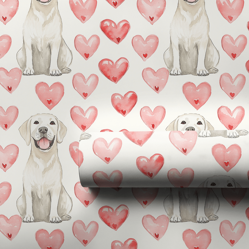 White Lab Valentine - Wrapping Paper - Aspen & Arlo