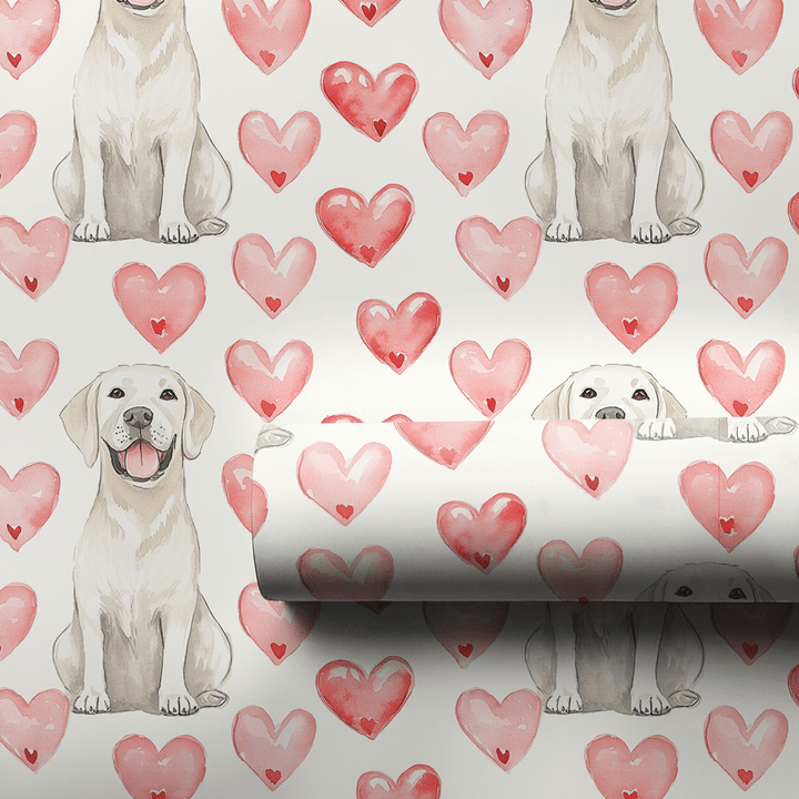 White Lab Valentine - Wrapping Paper - Aspen & Arlo