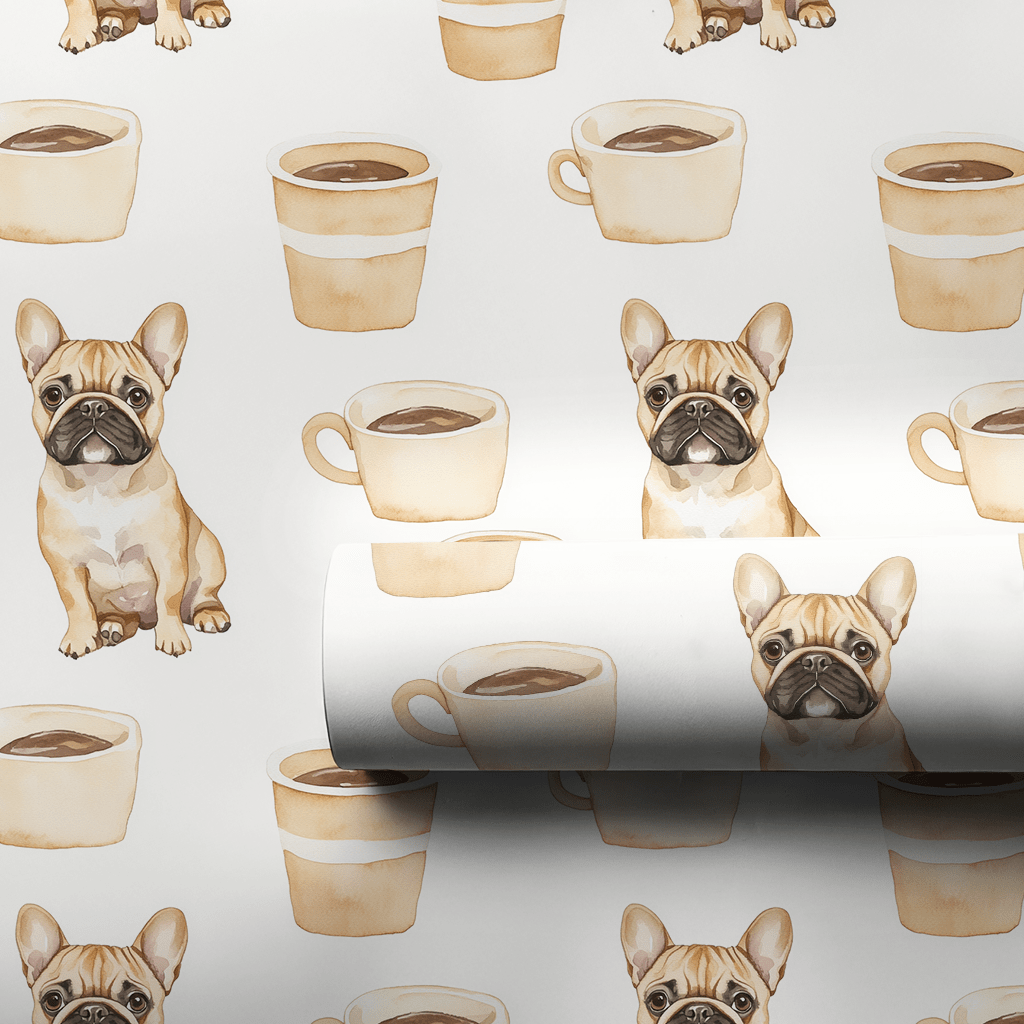 Coffee Day with the Tan Frenchie - Wrapping Paper - Aspen & Arlo