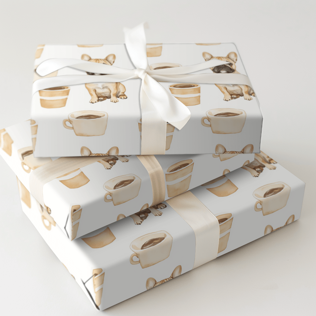 Coffee Day with the Tan Frenchie - Wrapping Paper - Aspen & Arlo