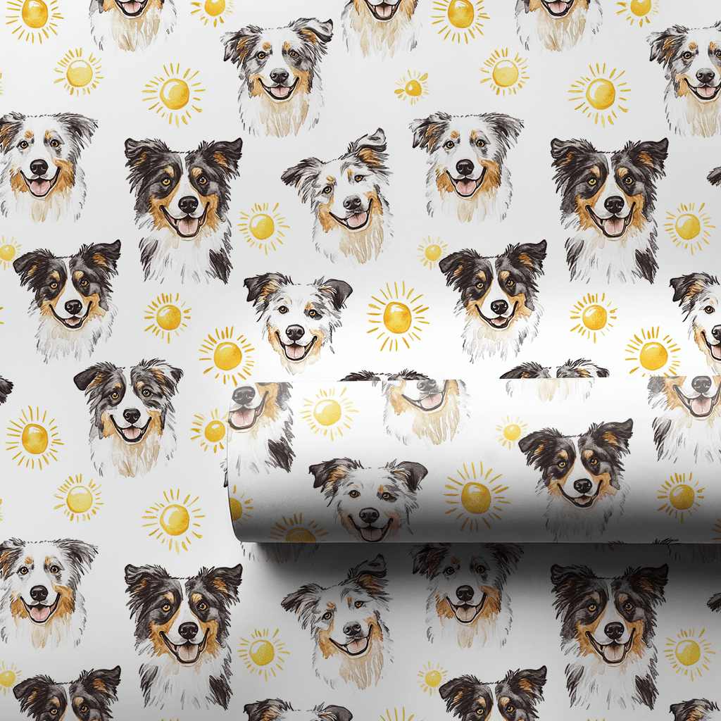 Sunny Day with the Australian Shepherd - Wrapping Paper - Aspen & Arlo