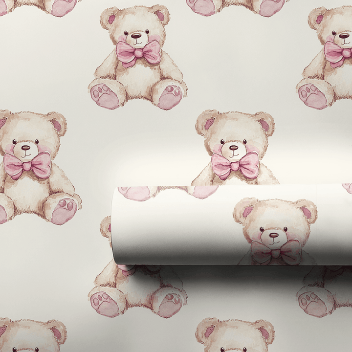 Pink Teddy - Wrapping Paper - Aspen & Arlo