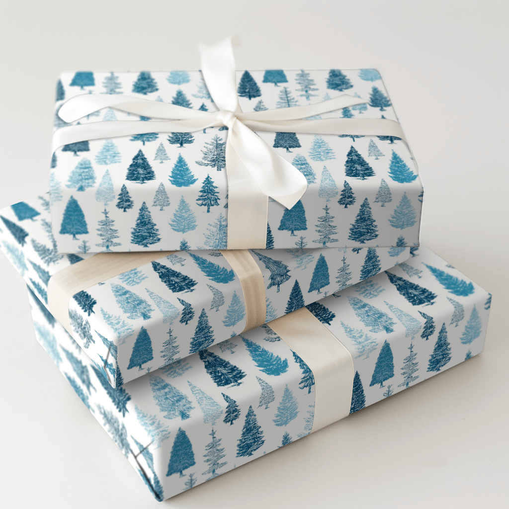 Icy Blue Tannenbaum - Wrapping Paper - Aspen & Arlo
