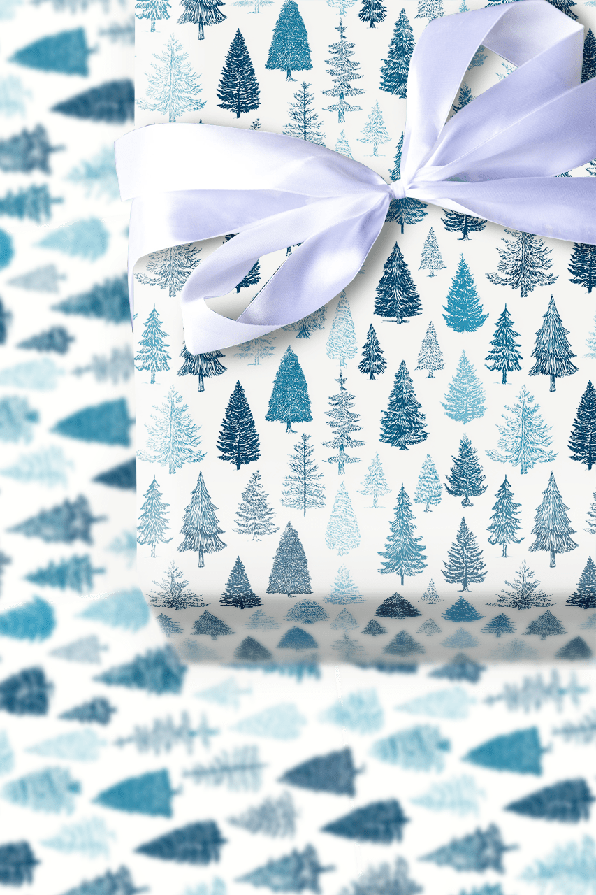 Icy Blue Tannenbaum - Wrapping Paper - Aspen & Arlo