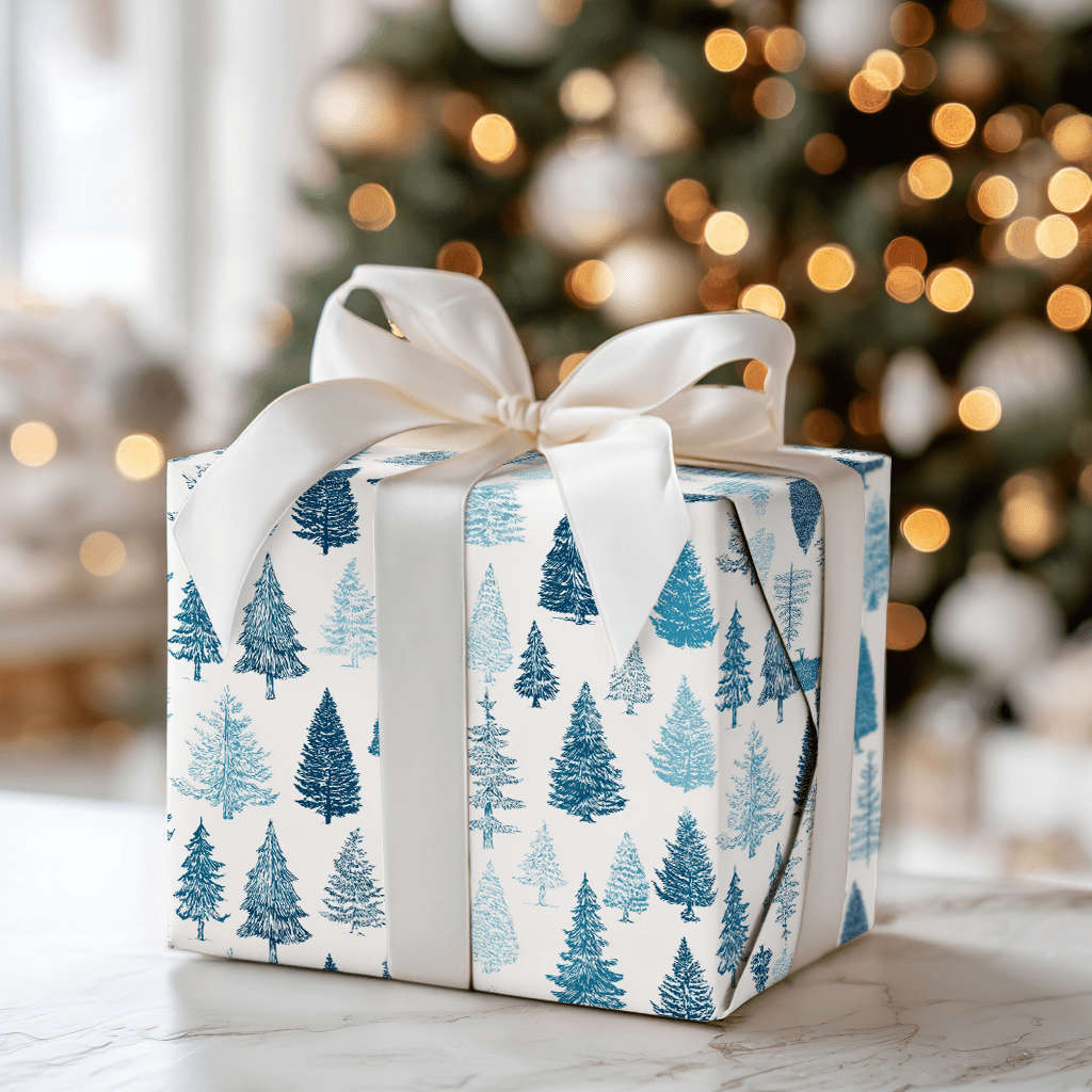 Icy Blue Tannenbaum - Wrapping Paper - Aspen & Arlo