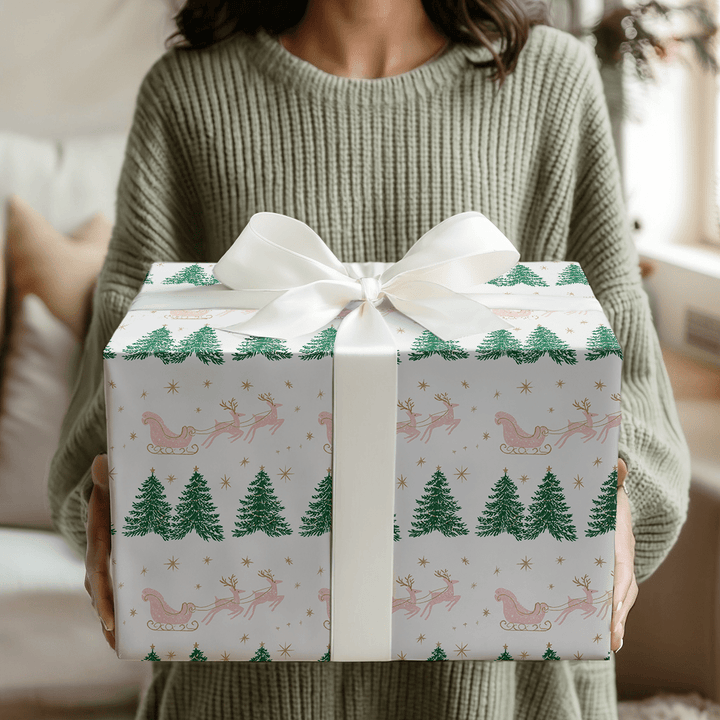 Pink Sleigh Ride - Wrapping Paper - Aspen & Arlo