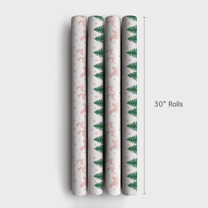 Pink Sleigh Ride - Wrapping Paper - Aspen & Arlo