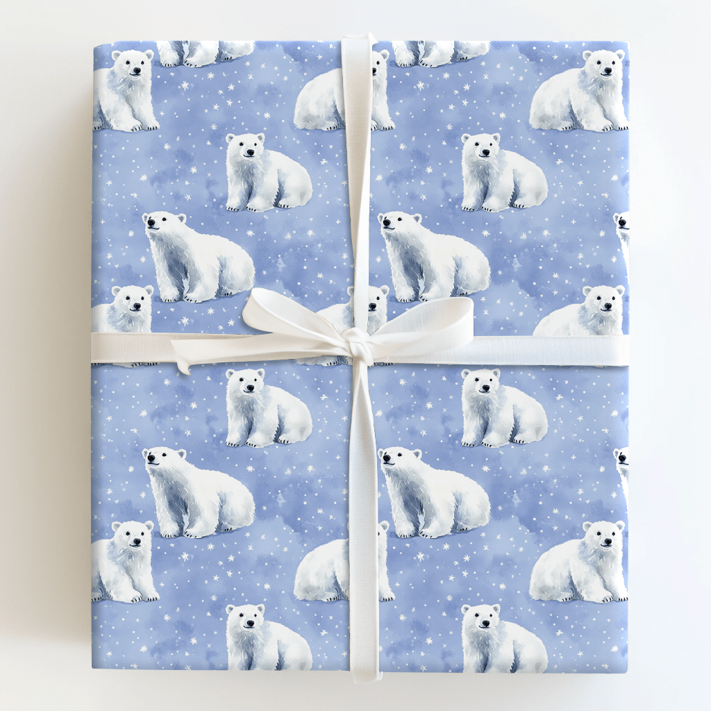 Periwinkle Polar Bears - Wrapping Paper - Aspen & Arlo