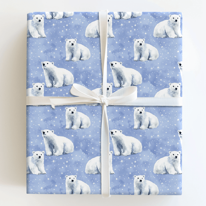 Periwinkle Polar Bears - Wrapping Paper - Aspen & Arlo