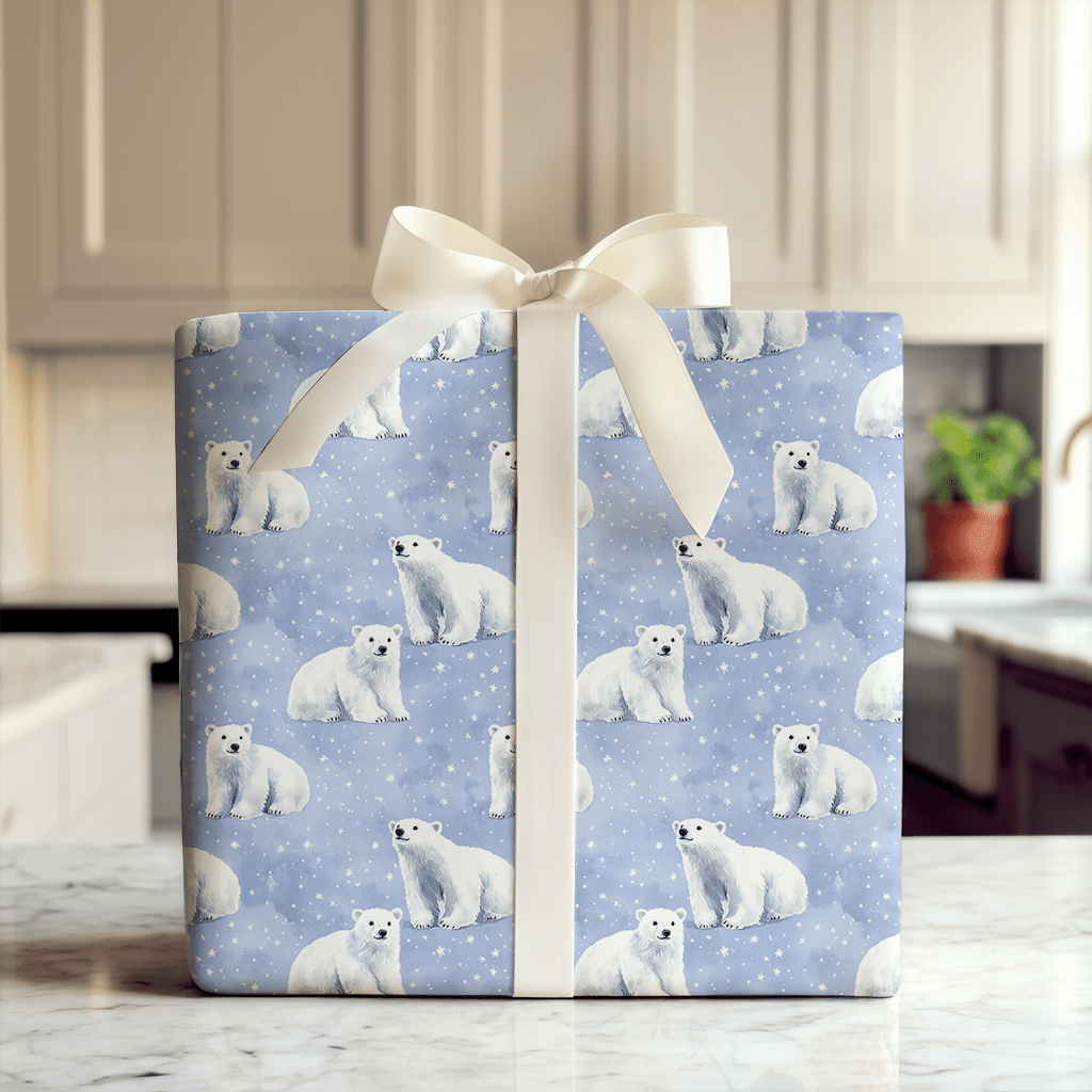 Periwinkle Polar Bears - Wrapping Paper - Aspen & Arlo