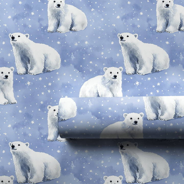 Periwinkle Polar Bears - Wrapping Paper - Aspen & Arlo