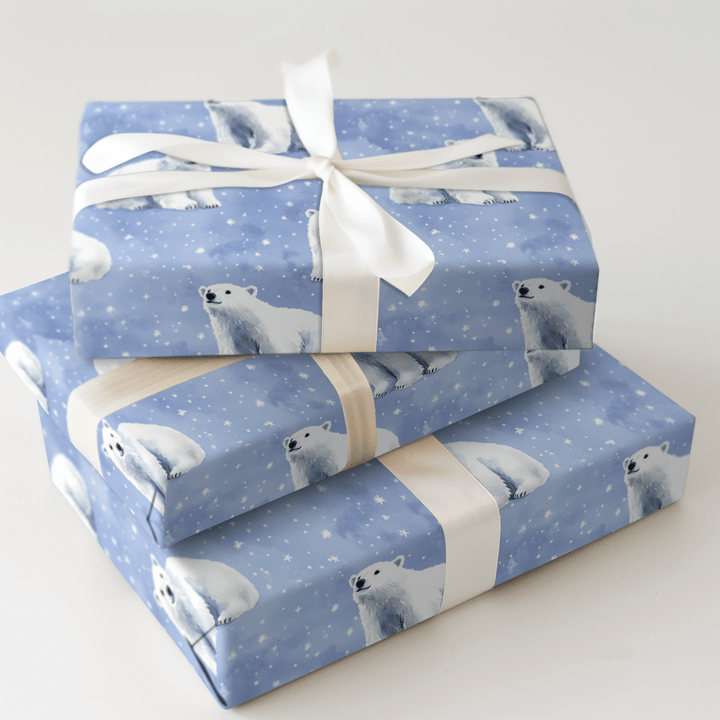 Periwinkle Polar Bears - Wrapping Paper - Aspen & Arlo