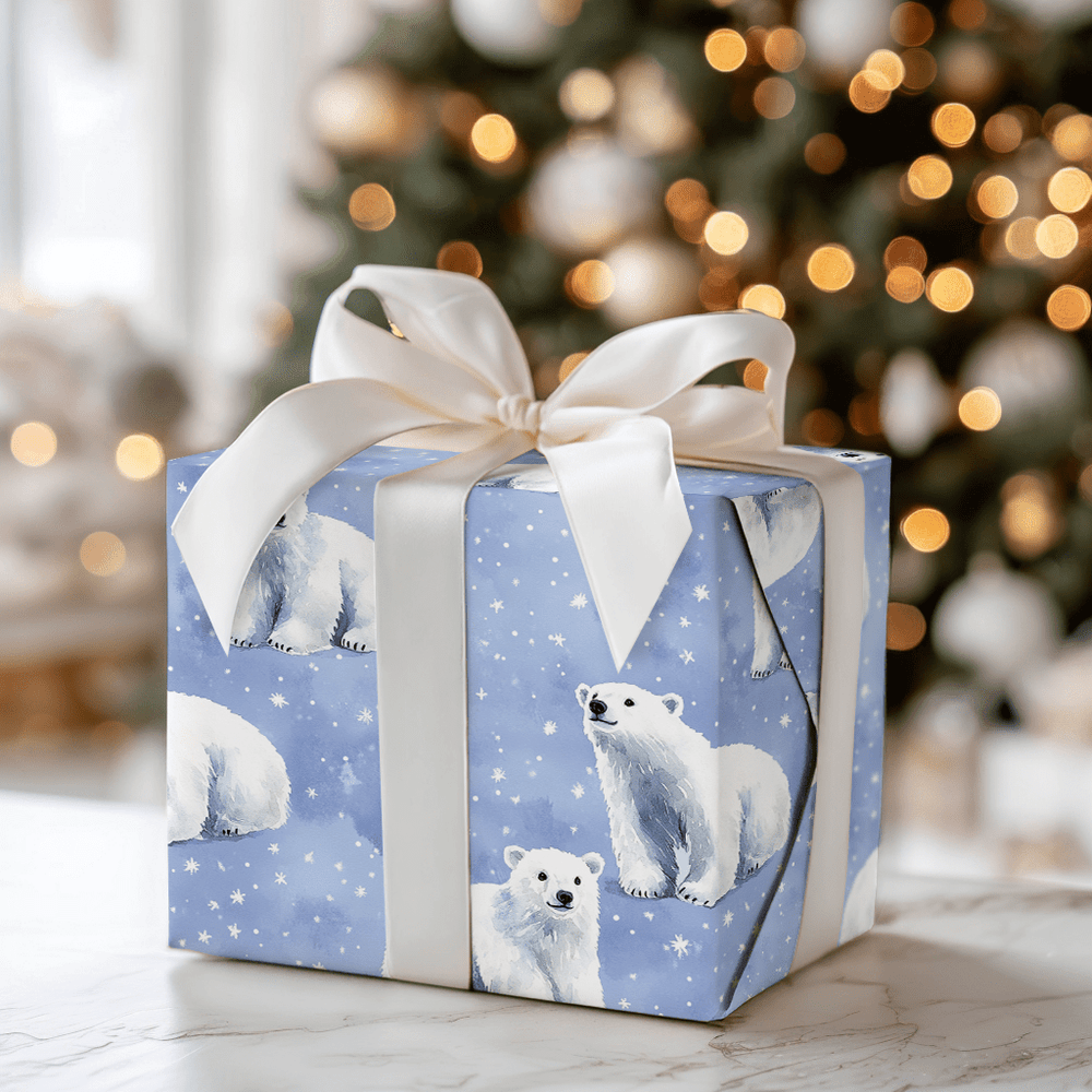 Periwinkle Polar Bears - Wrapping Paper - Aspen & Arlo