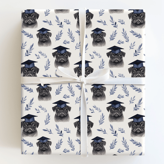 Black Pug Graduate - Wrapping Paper - Aspen & Arlo