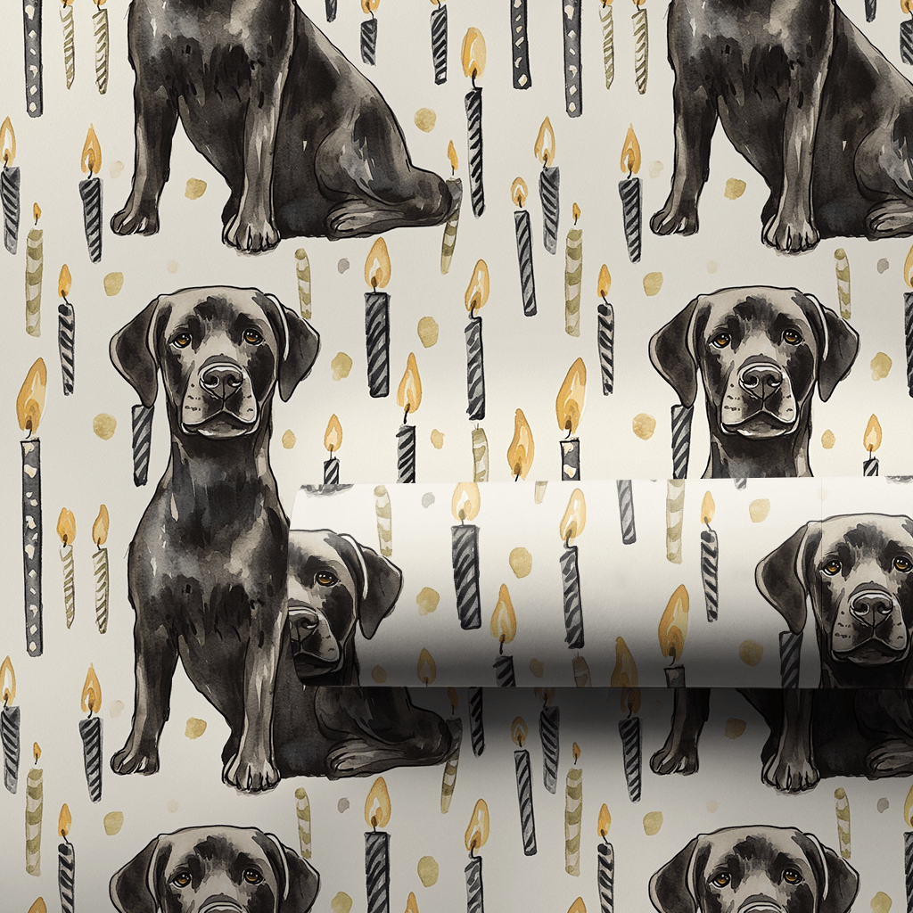 Black Lab Pawty - Wrapping Paper - Aspen & Arlo