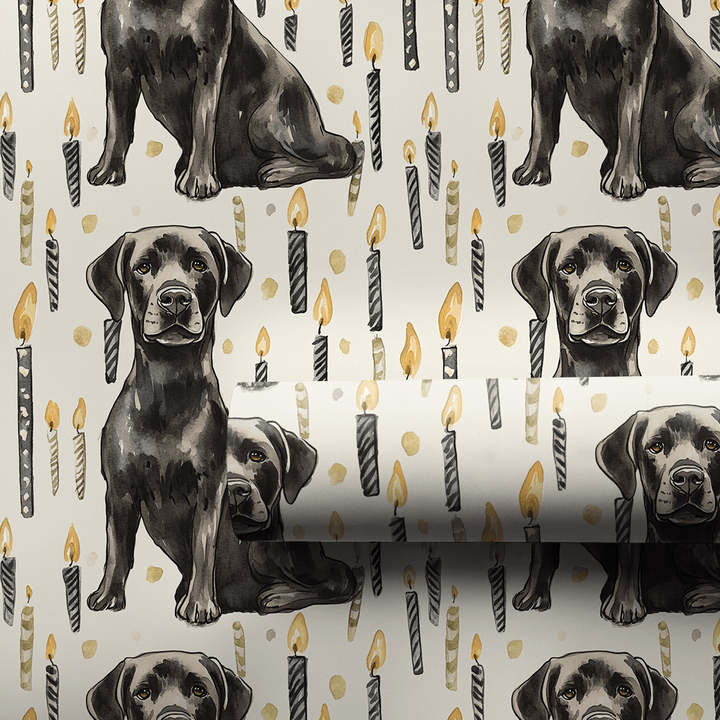 Black Lab Pawty - Wrapping Paper - Aspen & Arlo