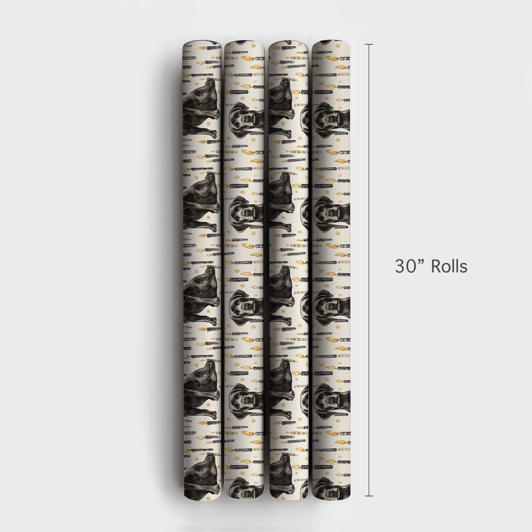 Black Lab Pawty - Wrapping Paper - Aspen & Arlo