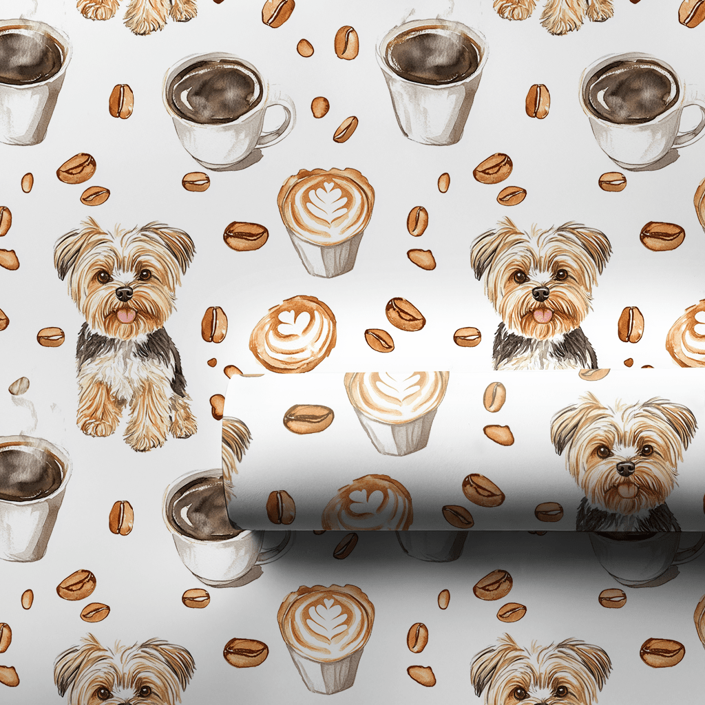 Coffee Day with the Yorkie - Wrapping Paper - Aspen & Arlo
