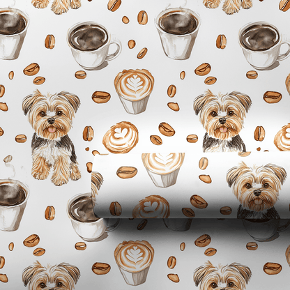 Coffee Day with the Yorkie - Wrapping Paper - Aspen & Arlo