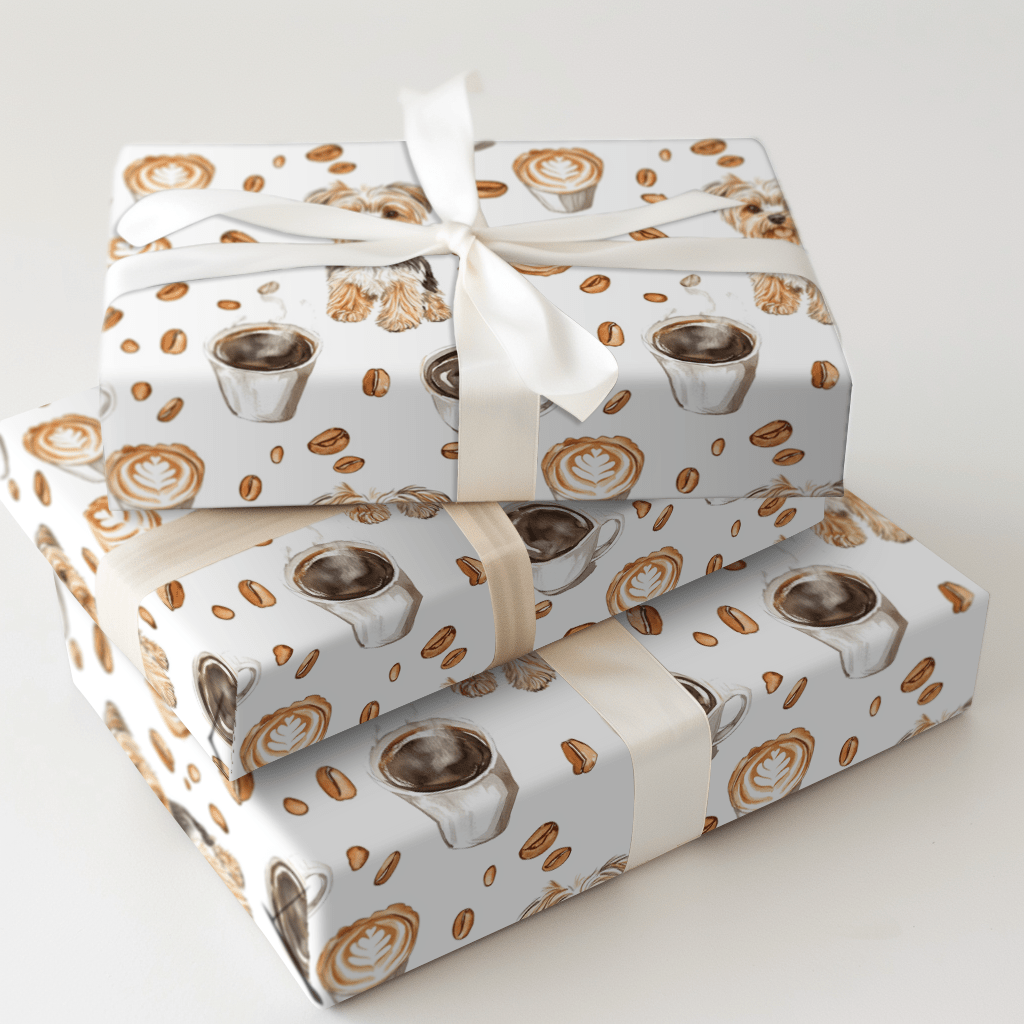 Coffee Day with the Yorkie - Wrapping Paper - Aspen & Arlo