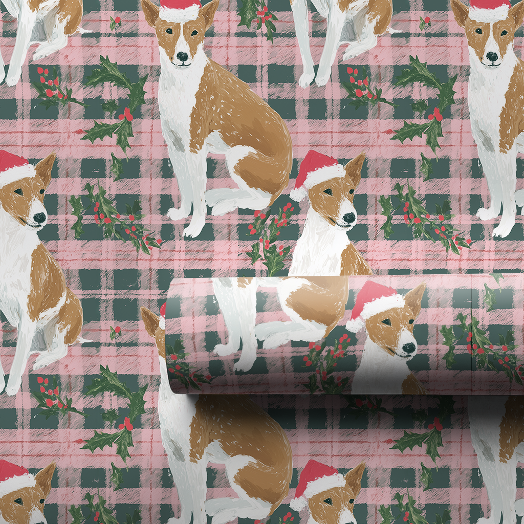 Basenji Christmas Plaid