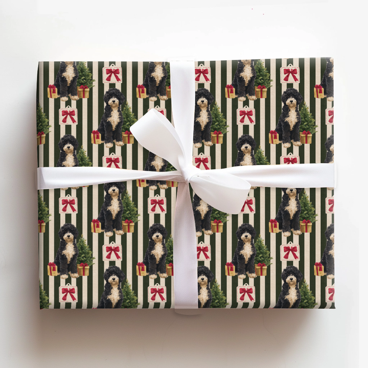 Portuguese Water Dog Christmas Stripes