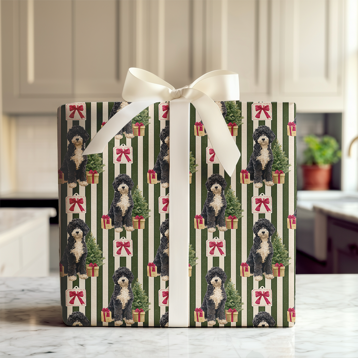 Portuguese Water Dog Christmas Stripes