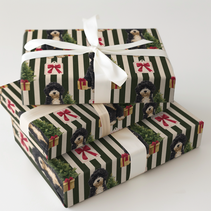 Portuguese Water Dog Christmas Stripes