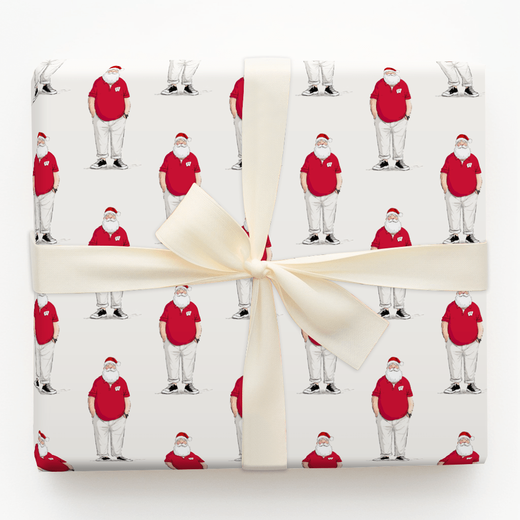 Wisconsin Santa Polo - Wrapping Paper - Aspen & Arlo