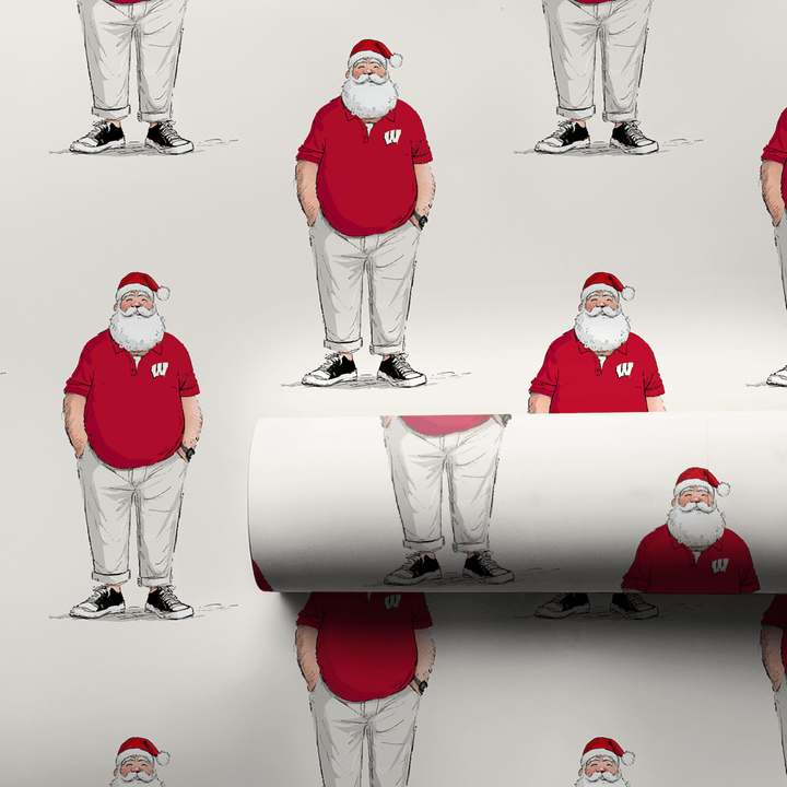 Wisconsin Santa Polo - Wrapping Paper - Aspen & Arlo