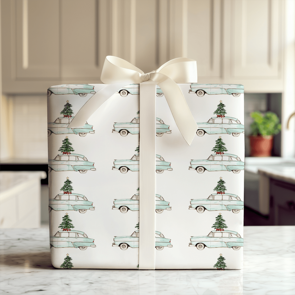 Sleigh Bell Sedan - Wrapping Paper - Aspen & Arlo